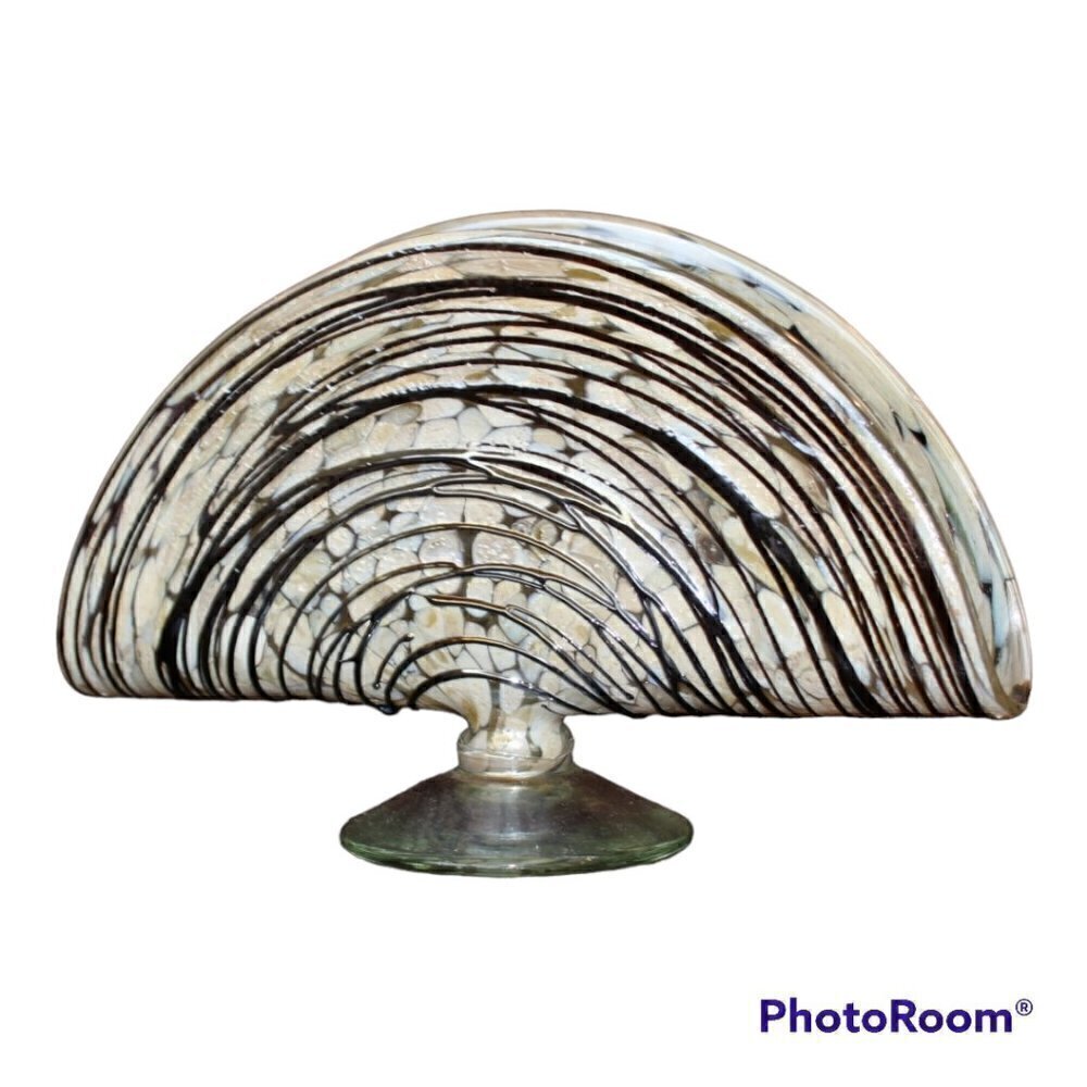 Napkin holder seashell tortoise hand blow fossil texture Glass Murano?